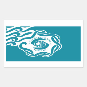 VIER Seattle Flag Rechteckiger Aufkleber