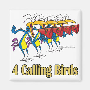 vier singende Vögel 4. vierter Tag zu Weihnachten Magnet