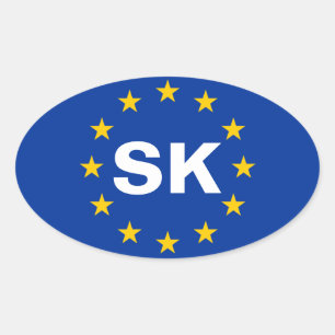 VIER slowakische Flagge "SK" Europäische Gewerksch Ovaler Aufkleber