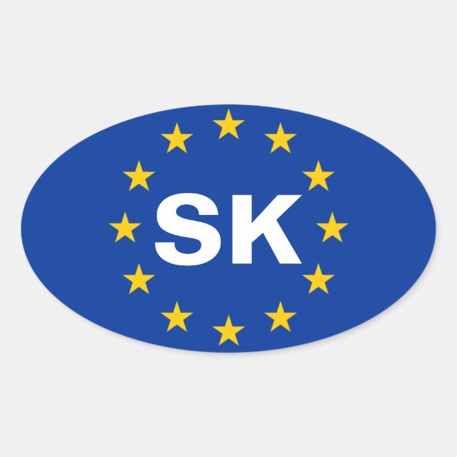 VIER slowakische Flagge "SK" Europäische Gewerksch Ovaler Aufkleber (Vorderseite)