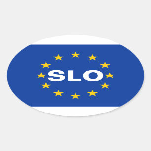 VIER slowenische "SLO" - Europäische Gewerkschaft Ovaler Aufkleber