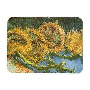 Vier Sonnenblumen geschnitten von Vincent van Gogh Magnet