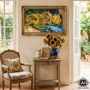 Vier Sonnenblumen schneiden von Vincent van Gogh Poster