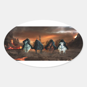 Vier Sperma der Apokalypse Ovaler Aufkleber