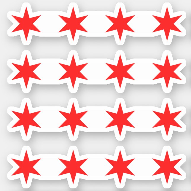 Vier Sterne unter der Flagge von Chicago Aufkleber (Vorderseite)