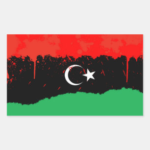 VIER Stilisierte Flagge des Königreichs Libyen (19 Rechteckiger Aufkleber