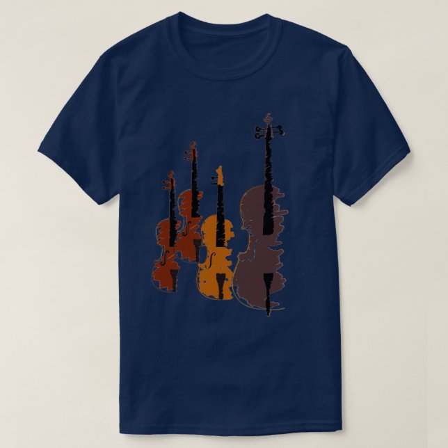 Vier stilisierte Violins Violin Player T-Shirt (Design vorne)