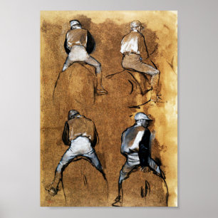 Vier Studien eines Jockys, Edgar Degas Poster