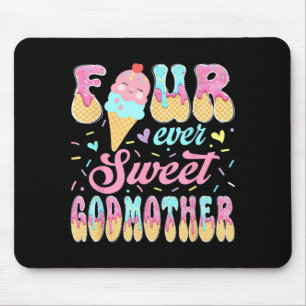 Vier süße Patentante 4. Geburtstag Mädchen Eiscrem Mousepad