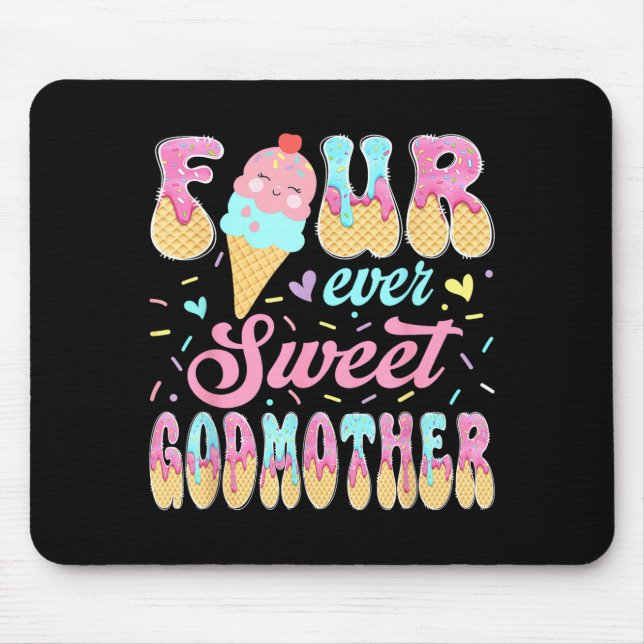 Vier süße Patentante 4. Geburtstag Mädchen Eiscrem Mousepad (Vorne)