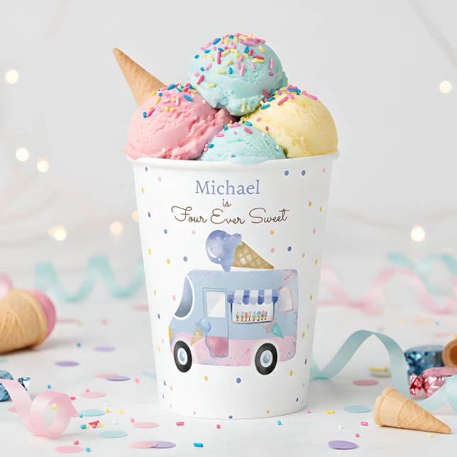 Vier Süßeis-LKW zum Geburtstag Pappbecher (Von Creator hochgeladen)