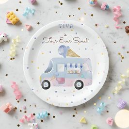 Vier Süßeis-LKW zum Geburtstag Pappteller