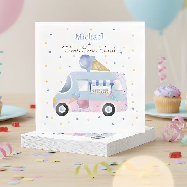 Vier Süßeis-LKW zum Geburtstag Serviette (Von Creator hochgeladen)