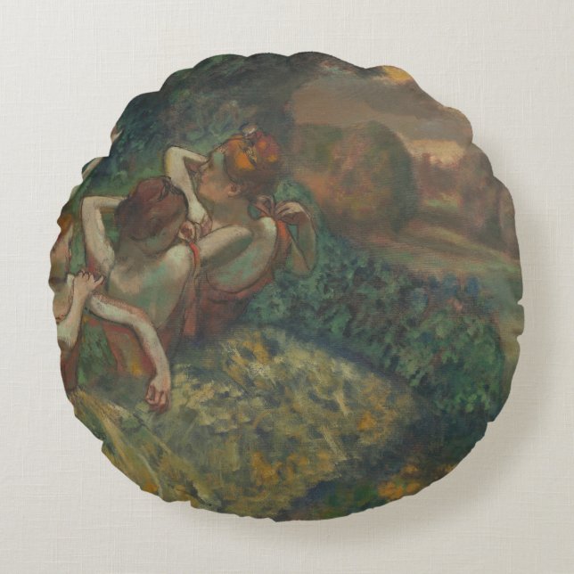 Vier Tänzer von Edgar Degas, Ballet Fine Art Rundes Kissen (Vorderseite)