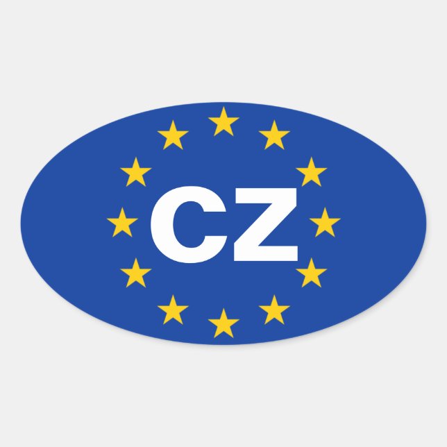 VIER Tschechische Republik "CZ" Europäische Gewerk Ovaler Aufkleber (Vorderseite)