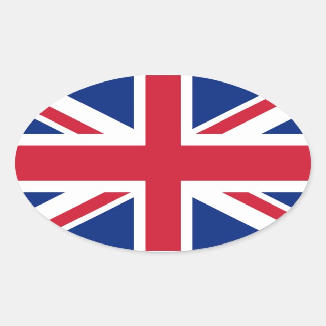 VIER UK Union Jack Ovaler Aufkleber (Vorderseite)
