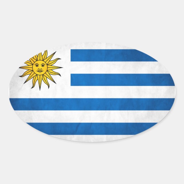 VIER Uruguay-Staatsflagge Ovaler Aufkleber (Vorderseite)