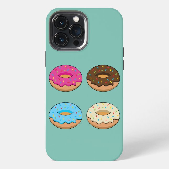 Vier verschiedene Donuts Muster iPhone Hülle (Rückseite)