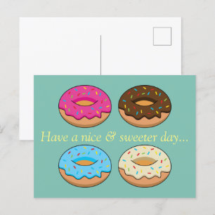 Vier verschiedene Donuts Muster Personalisieren Feiertagspostkarte