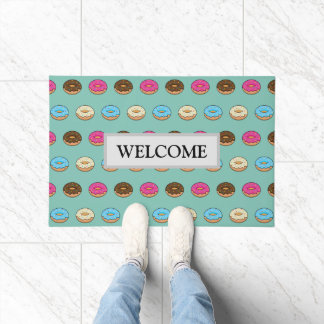 Vier verschiedene Donuts Muster | Personalisieren Fußmatte