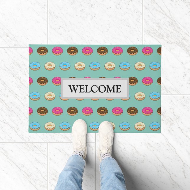 Vier verschiedene Donuts Muster | Personalisieren Fußmatte (Indoor)