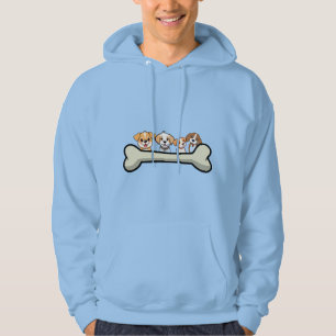 Vier verspielt Hunde mit Knochen Design Hoodie
