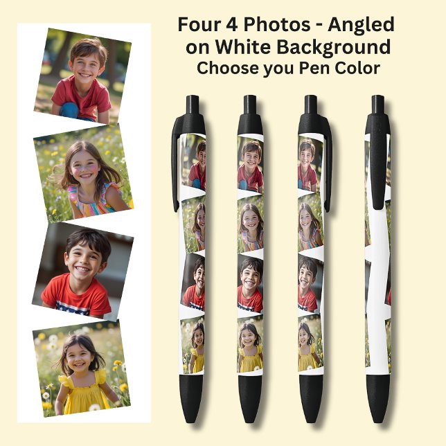 Vier viereckige Foto in Weiß auf Schwarz gekleidet Kugelschreiber (Von Creator hochgeladen)