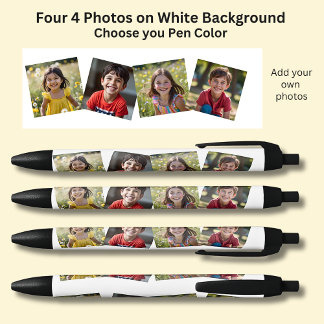 Vier viereckige Foto in Weiß auf Schwarz Kugelschreiber