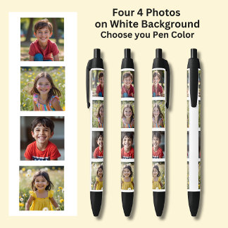 Vier viereckige Foto in Weiß auf Schwarz Kugelschreiber