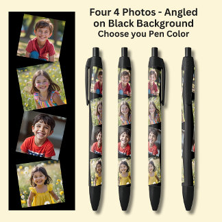 Vier viereckige Fotos auf Schwarz gekleidet Kugelschreiber