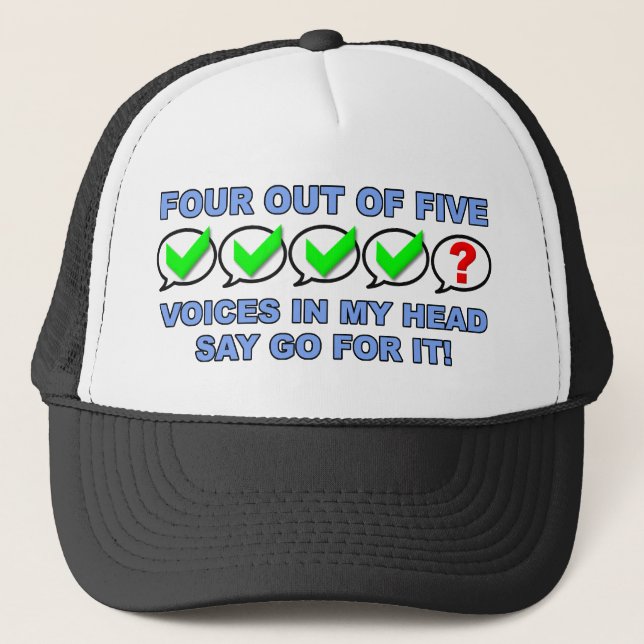 Vier von fünf Stimmen Funny Hat Ball Cap Truckerkappe (Vorderseite)