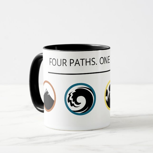 Vier Wege. Eine Reise. Tasse (Vorderseite Links)