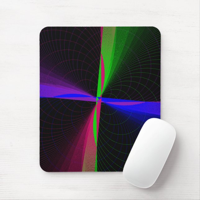 Vier-Wege-Geometrisches-Wellen-Mauspad Mousepad (Mit Mouse)