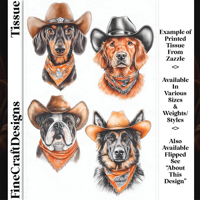 Vier Western Cowboy Hunde in Hats DN9L Decoupage Seidenpapier (Von Creator hochgeladen)