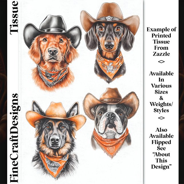 Vier Western Cowboy Hunde in Hats DN9R Decoupage Seidenpapier (Von Creator hochgeladen)