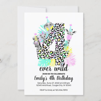 Vier wilde 4. Wilde Geburtstagsfeier Einladung