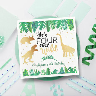 Vier Wilde Dinosaurier Jungen 4. Geburtstag Serviette