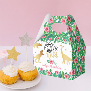 Vier Wilde Dinosaurier Mädchen 4. Geburtstag Geschenkschachtel