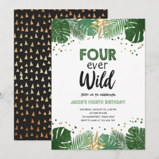 Vier Wilde tropische Safari-Junge Geburtstag Einladung