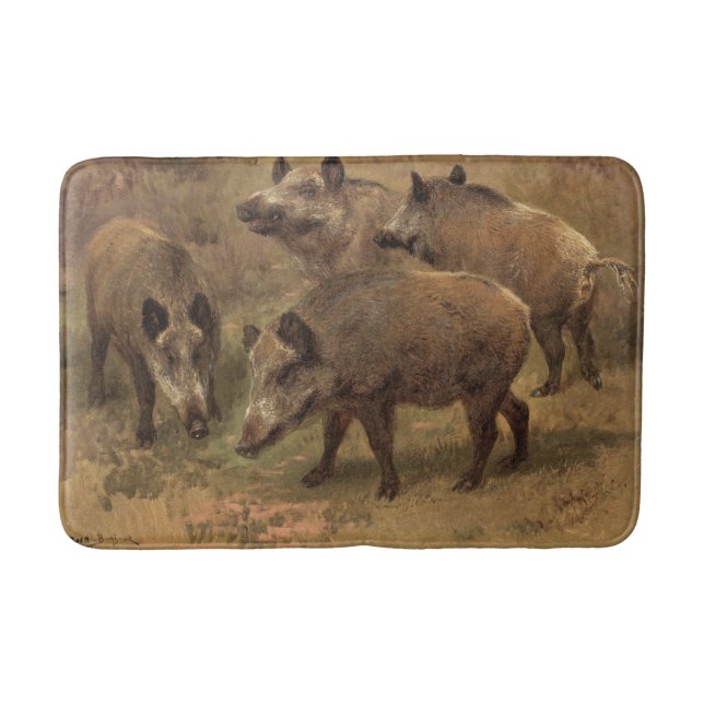 Vier Wildschweine auf Gras (von Rosa Bonheur) Badematte (Vorderseite)