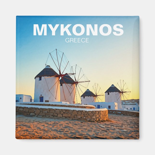 Vier Windmühlen in Mykonos Griechenland Radtour Magnet (Vorne)