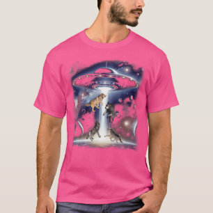 Vier Wolf mit Ufo Funny Wolves Ufos Alien Wolf Ho T-Shirt