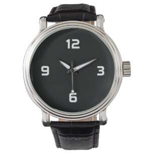 Vier Zahlen - Weiß auf Schwarzem Armbanduhr