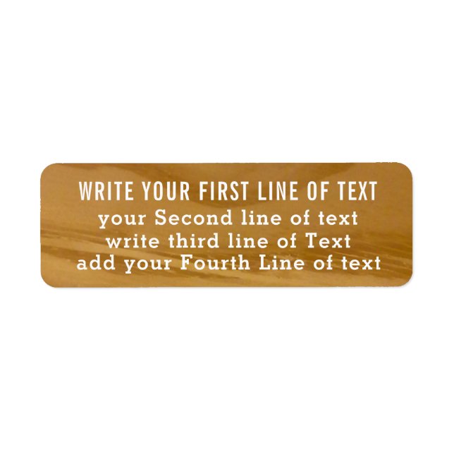 vier Zeilen bearbeitbaren Textes auf Imitat Holz,  (Vorne)