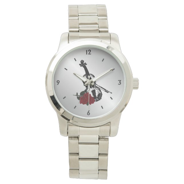 Vier Ziffern für Geige und Rose Armbanduhr (Vorderseite)