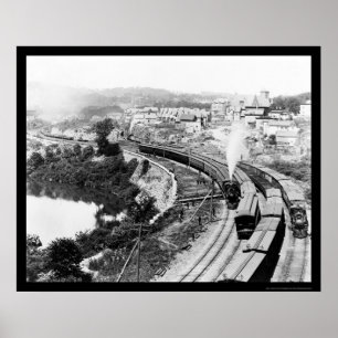 Vier Züge, die wenige Fälle, NY 1890 führen Poster