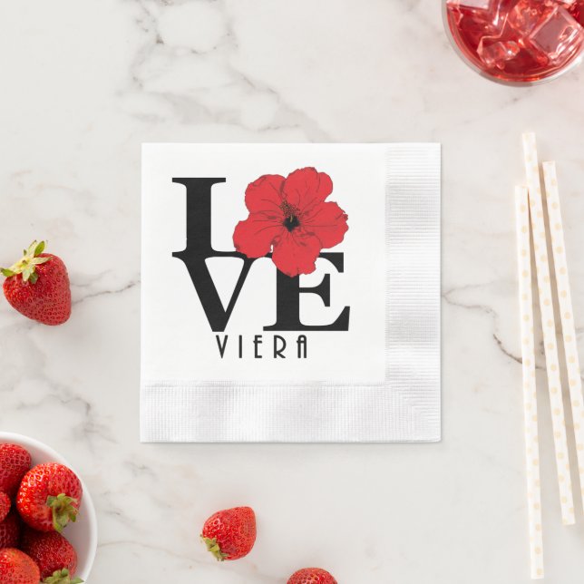 Viera LOVE Rote Hibiskus Serviette (Beispiel)