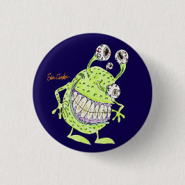 vieräugiges grünes Alien-Monster Button
