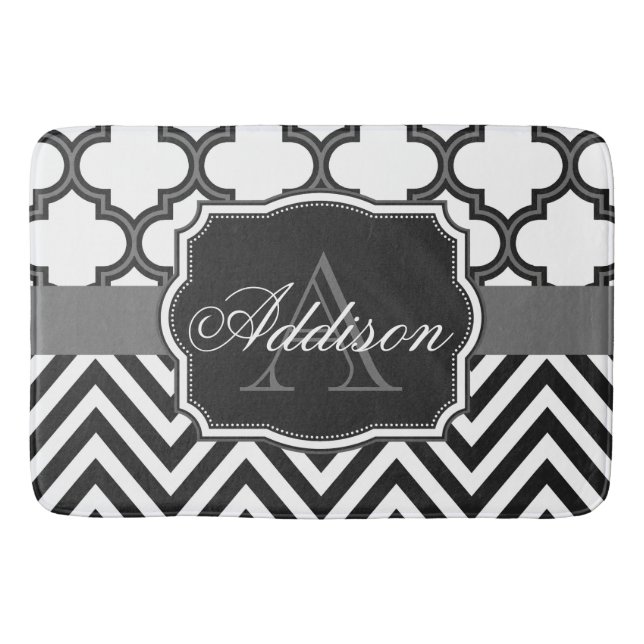 Vierblatt-Chevron-Monogramm Badematte (Vorderseite)