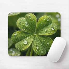Vierblattklee mit Regentropfen Mousepad